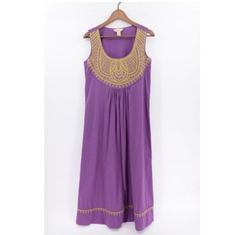 The Territory Ahead Purple‎ Embroidered Cotton Patio Dress Tunic Size 6